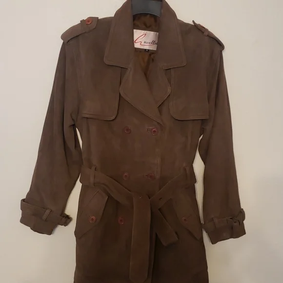 Vintage 100% Suede Trench Coat - Picture 2 of 9